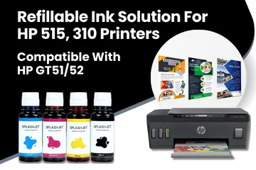Refillable Ink Solution For HP 515, 310 Printer, Compatible With HP GT51-52