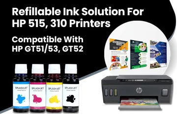 Refillable Ink Solution For HP 515, 310 Printer, Compatible With HP GT51-53, GT52