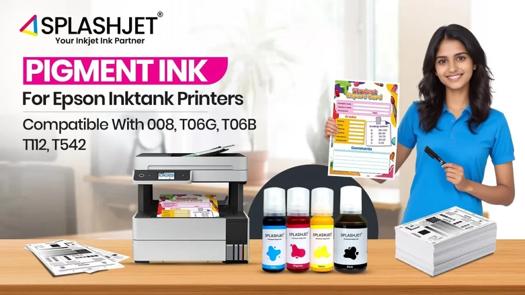 Pigment Ink for Epson InkTank L6460 Compatible With 008, T06G, T06B, T112, and T542 Ink Series