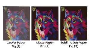 Print output comparison of Copier, Matte, Sublimation Paper - Part 1