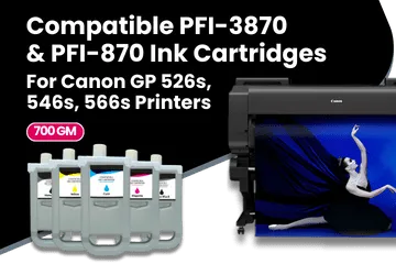 Compatible PFI-3870 & PFI-870 Ink Cartridges For Canon GP 526s, 546s, 566s Printer Series