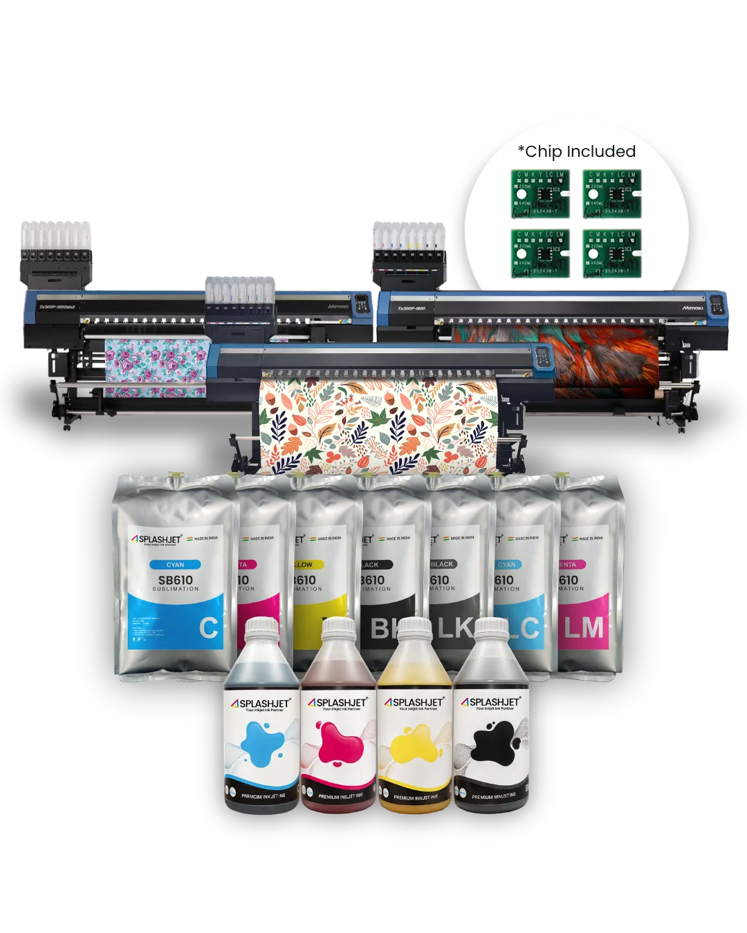 Ink Bags & Bottle with Chip for Mimaki Printers